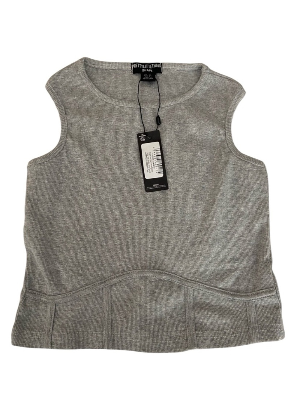 NWT PRETTY LITTLE THING GREY TOP SIZE 8